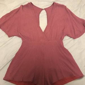 Wine Open Back Romper